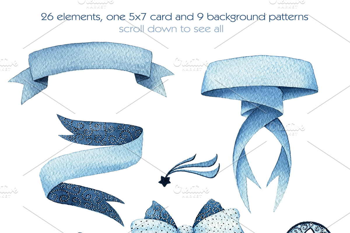 Fa-la-la Indigo Christmas Set, an Illustration by Watercolor Nomads (Photo 2 of 3)