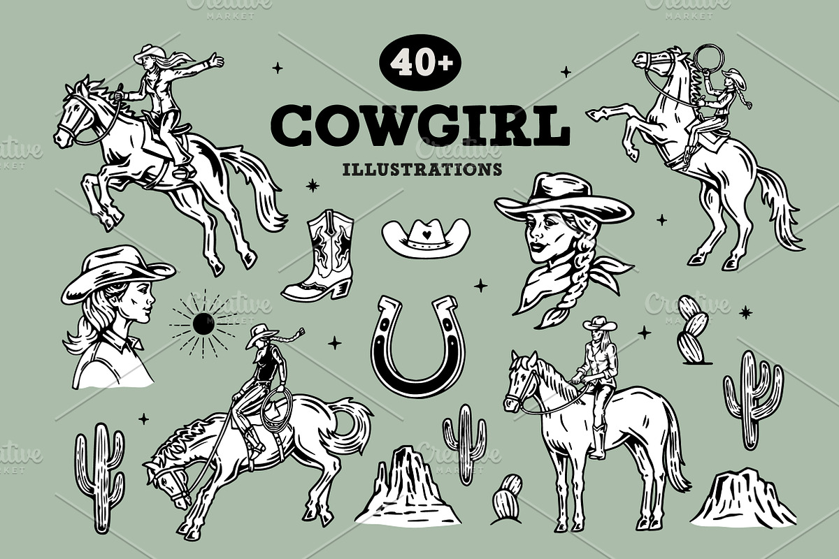 Cowgirl Vector Illustrations, an Illustration by cd-design.co (Photo 1 of 8)