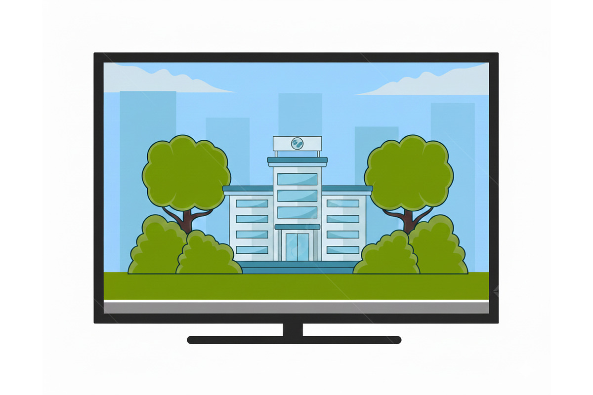 hospital building landscaped vector, a Healthcare Illustration by zyxroun shop (Photo 3 of 3)