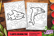 Funny Shark Coloring Pages, an Animal Illustration by Jocularity Art (Thumbnail 2 of 3)