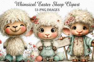 Whimsical Easter Sheep Clipart, an Illustration by Craft Nest