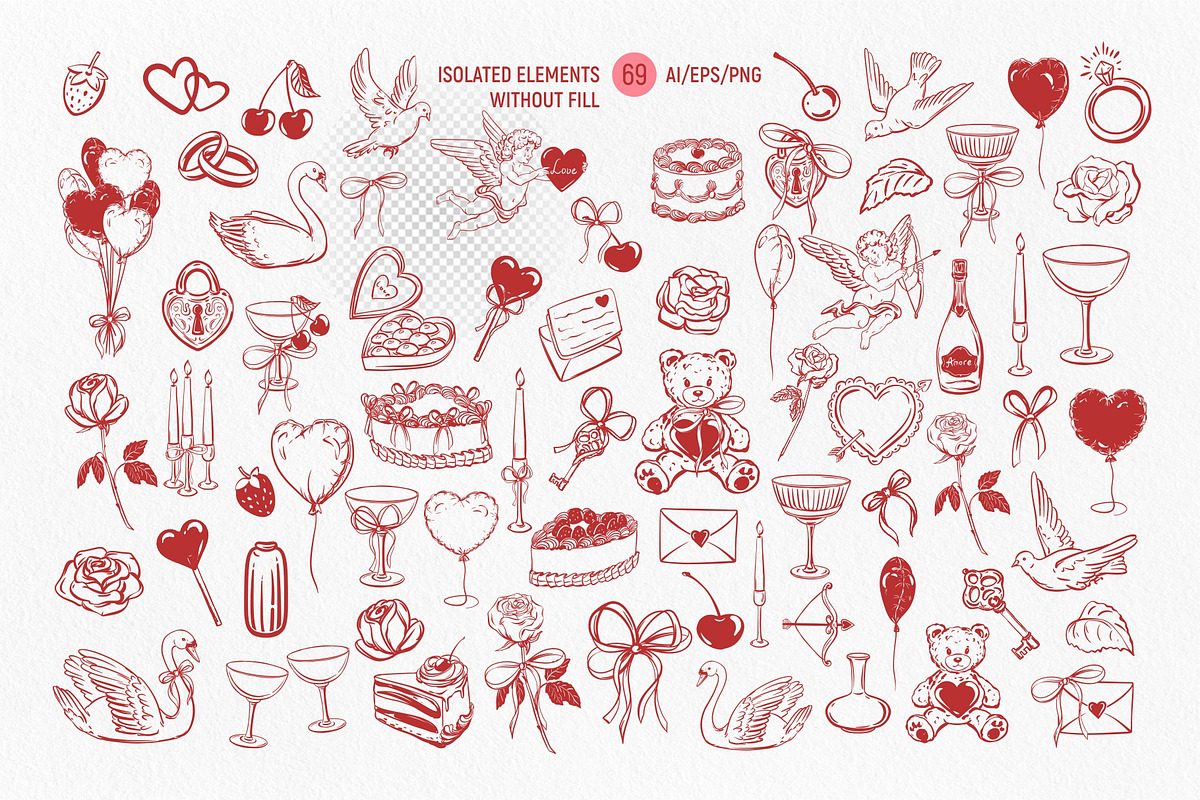 Love Coquette style. Vector clip art, a Decorative Illustration by Tata Pilip (Photo 5 of 23)