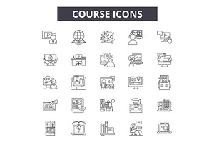 Course line icons, signs set, vector, an Education Illustration by urban icon