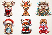 Cute Baby Animals in Christmas Outfi, an Illustration by RobertsArt (Thumbnail 5 of 7)