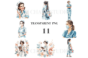 11 Nurse Clipart, a Decorative Illustration by Pati Charm Studio (Thumbnail 3 of 8)
