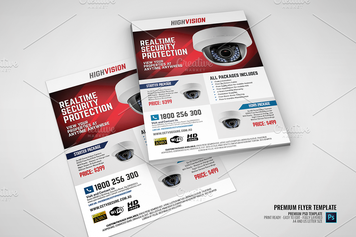 Home and Office CCTV Camera Flyer, a Flyer Template by PSDPixel