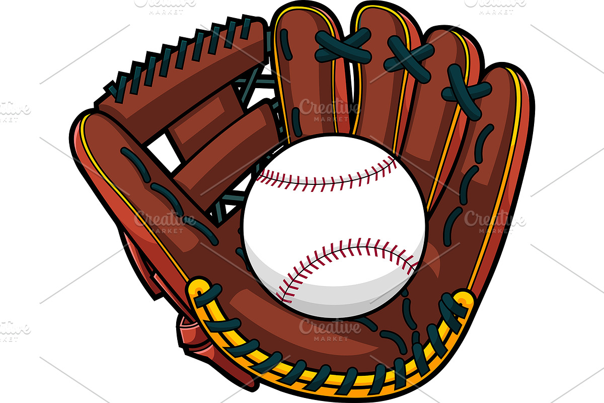 Baseball Glove Catching Ball, an Illustration by HitToon