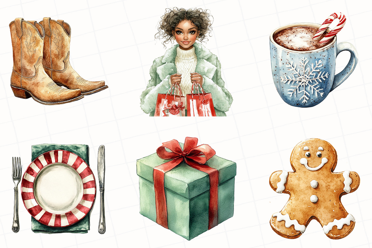 Cozy Christmas Watercolor Clipart, an Illustration by OK Design (Photo 5 of 5)