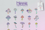 70 Hippie MUSHROOMS. Vector Set., a Pattern Graphic by Varvara Gorbash (Thumbnail 10 of 10)