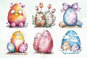 Watercolor Easter Cute Eggs Clipart, an Illustration by Creative Art (Thumbnail 4 of 7)