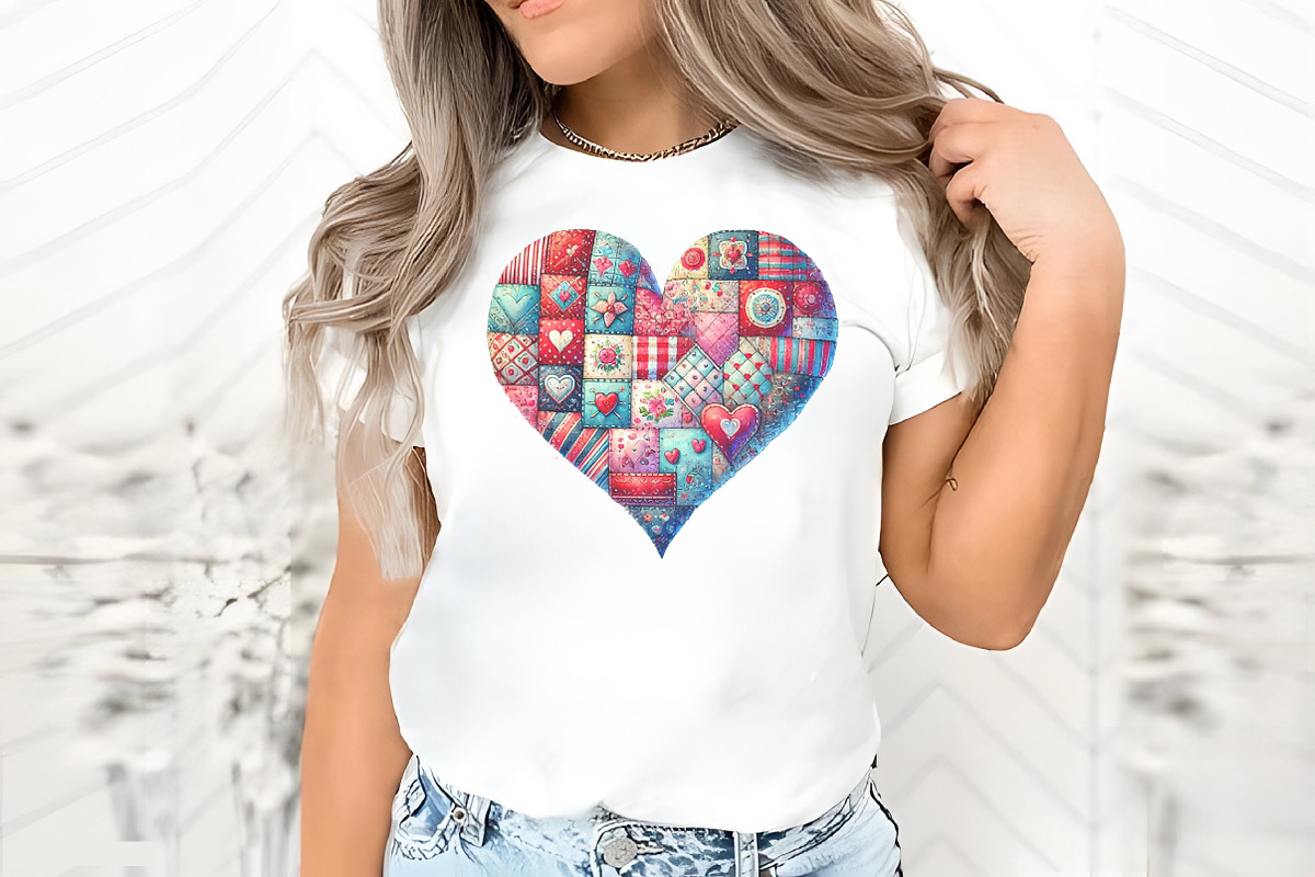 Patchwork heart valentine day Png, an Illustration by RobertsArt (Photo 4 of 7)