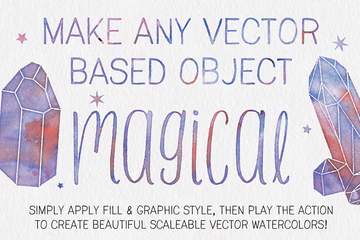 Watercolor Wizard Illustrator Action, an Action Add-On by Foxtail Pine Studio (Photo 1 of 3)