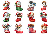 Christmas Puppy Stocking, an Illustration by Design Market (Thumbnail 2 of 3)