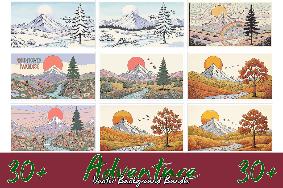 Artistic mountain landscape Bundle, a Background Graphic by Sofia's Fashion (Photo 2 of 4)