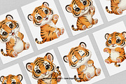 15 Bundle Watercolor Baby Tiger Wild, an Animal Illustration by Morspective (Thumbnail 3 of 8)