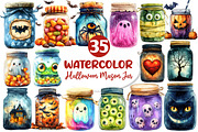 Halloween Mason Jar Clipart, an Illustration by Dream Creation (Thumbnail 1 of 7)