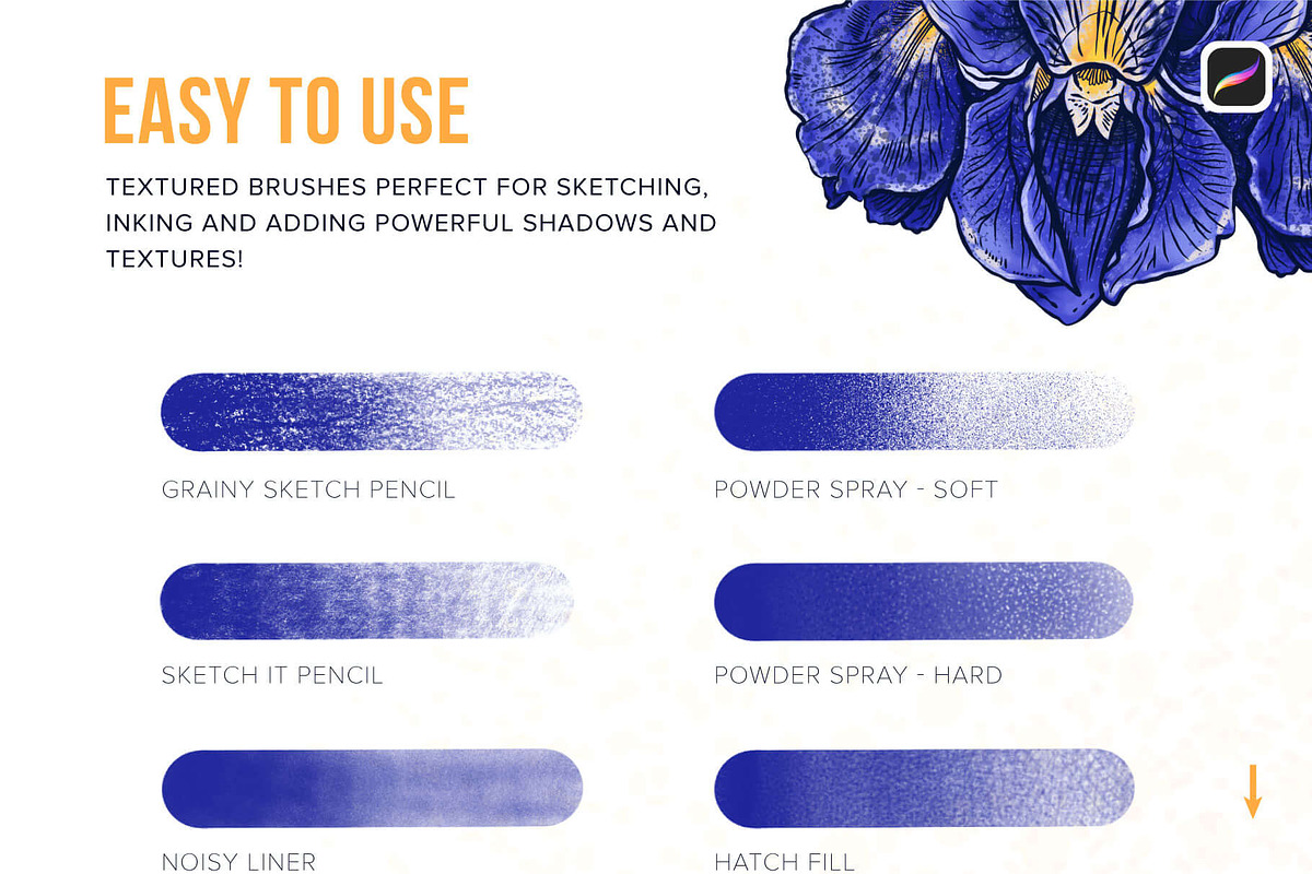 33 Textured Finish Procreate Brushes, a Brush Add-On by Riveros Illustration (Photo 3 of 10)