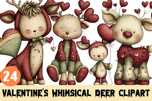 Valentine's Whimsical Deer Clipart, a Graphic by CitraGraphics