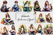 15 Watercolor Bookworms Clipart, an Illustration by Moon Studio (Thumbnail 1 of 11)