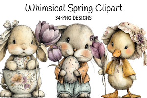 Whimsical Spring Clipart, an Illustration by Daily.Designs