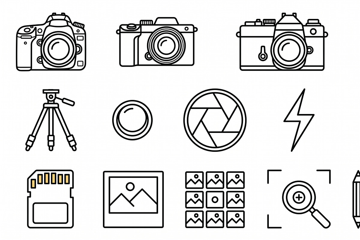 43 Vector Photography Camera Icon, an Outline Icon by adenpinkstore (Photo 1 of 21)