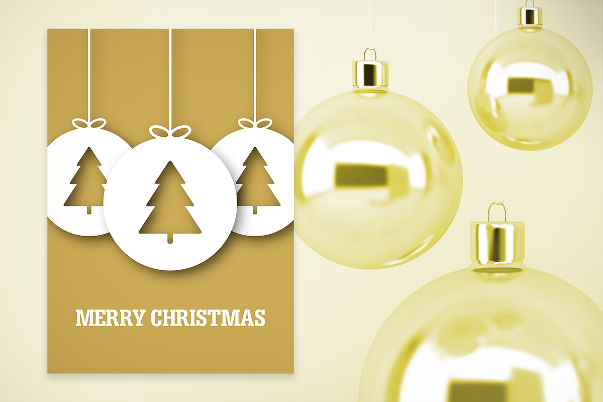 Golden Merry Christmas Postcards Set, a Print Template by McLittle Stock (Photo 4 of 4)
