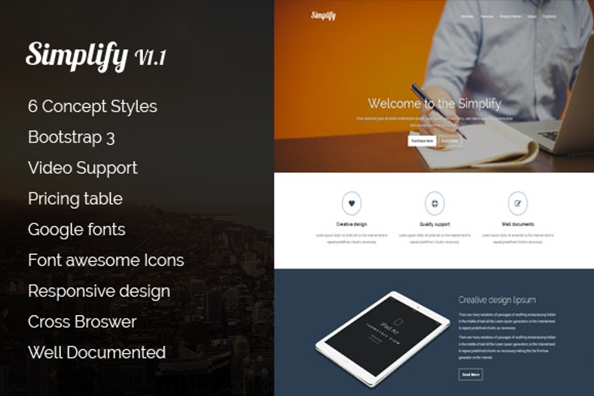Simplify | Responsive landing page, a Bootstrap Template by SS-Creatives