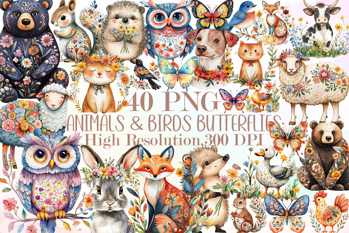 Summer Folk Animals & Birds Butterfl, an Illustration by Sublimation Artist (Photo 1 of 6)