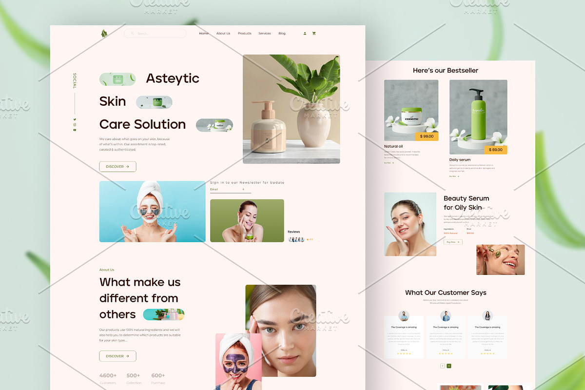 Beauty salon and skin care products, a Landing Page Template by uiwarrior (Photo 1 of 6)
