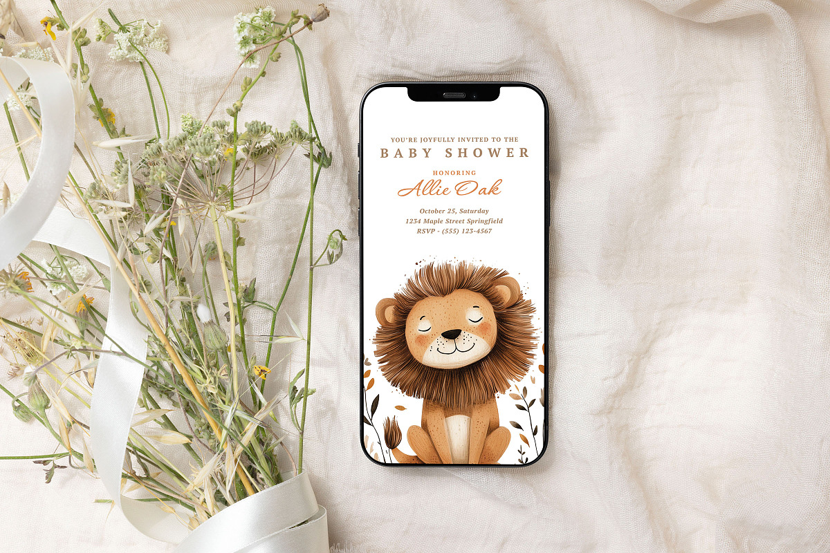 Leo - Baby Shower Invitation, an Invitation Template by CinderHeart Designs (Photo 2 of 3)