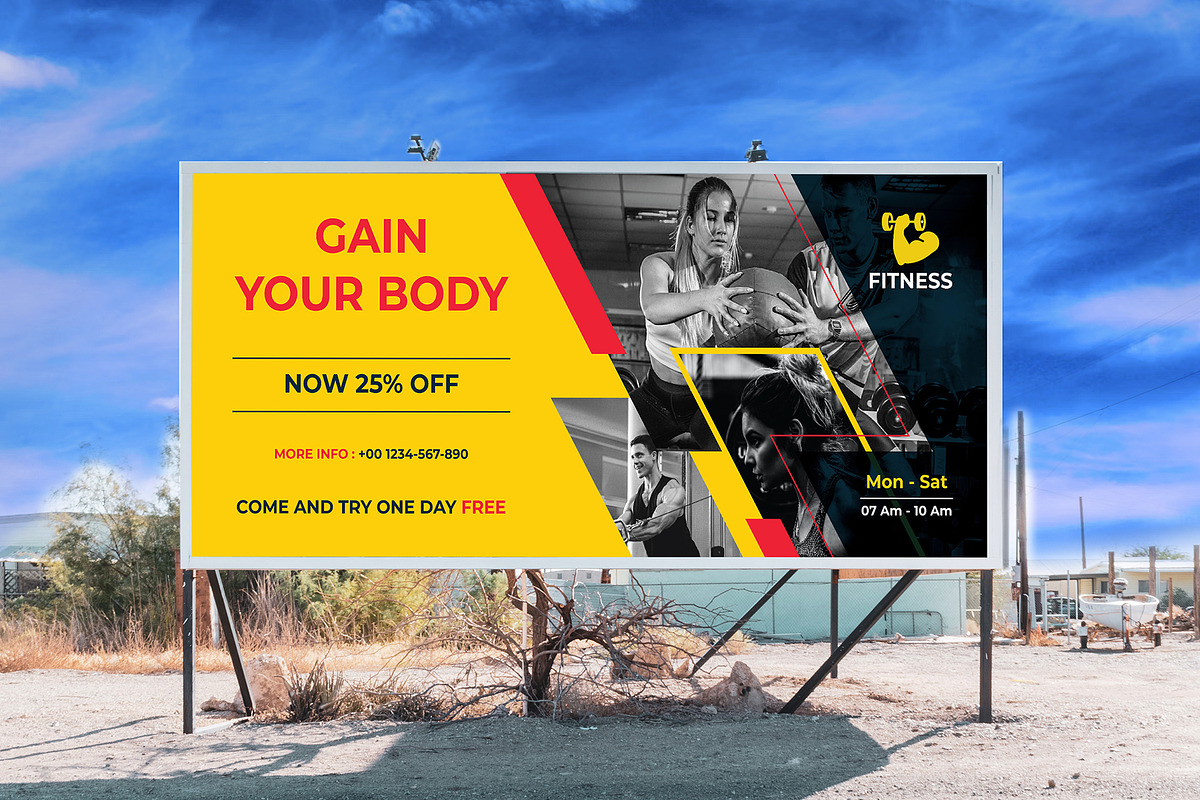gym billboard template, a Poster Template by creative-som (Photo 3 of 3)