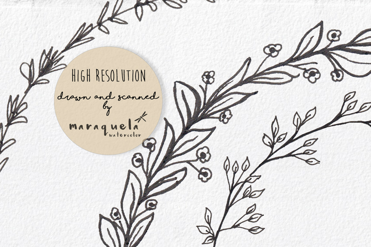 Black & White Wreaths - Hand Drawn, a Decorative Illustration by MaraquelaStudio (Photo 7 of 7)