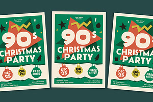 90s Christmas Party Flyer, a Flyer Template by Gumico Studio.