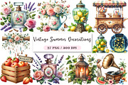 Vintage Summer Decorations Clipart, a Seasonal Illustration by DreamArtGraphic (Thumbnail 1 of 4)