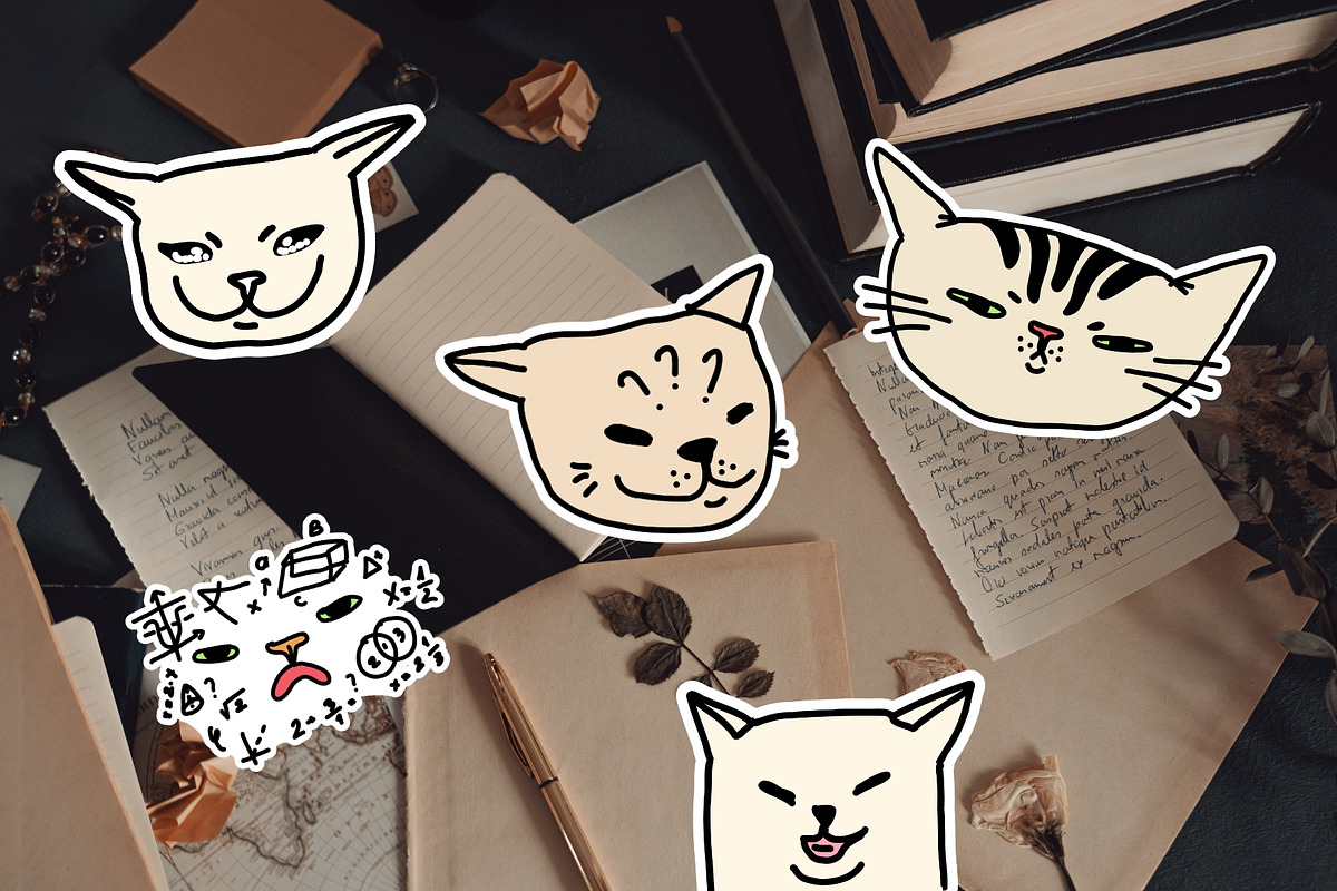 Funny Meme Cats Stickers, an Animal Illustration by Kristina Chistiakova (Photo 2 of 4)