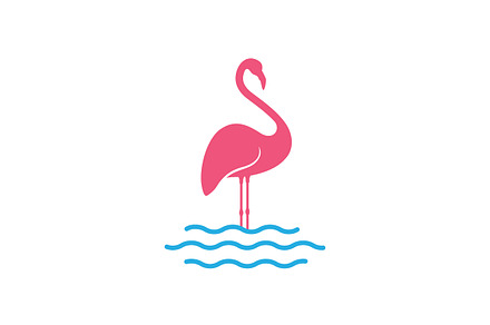 abstract flamingo with lake logo, a Branding & Logo Template by devastd