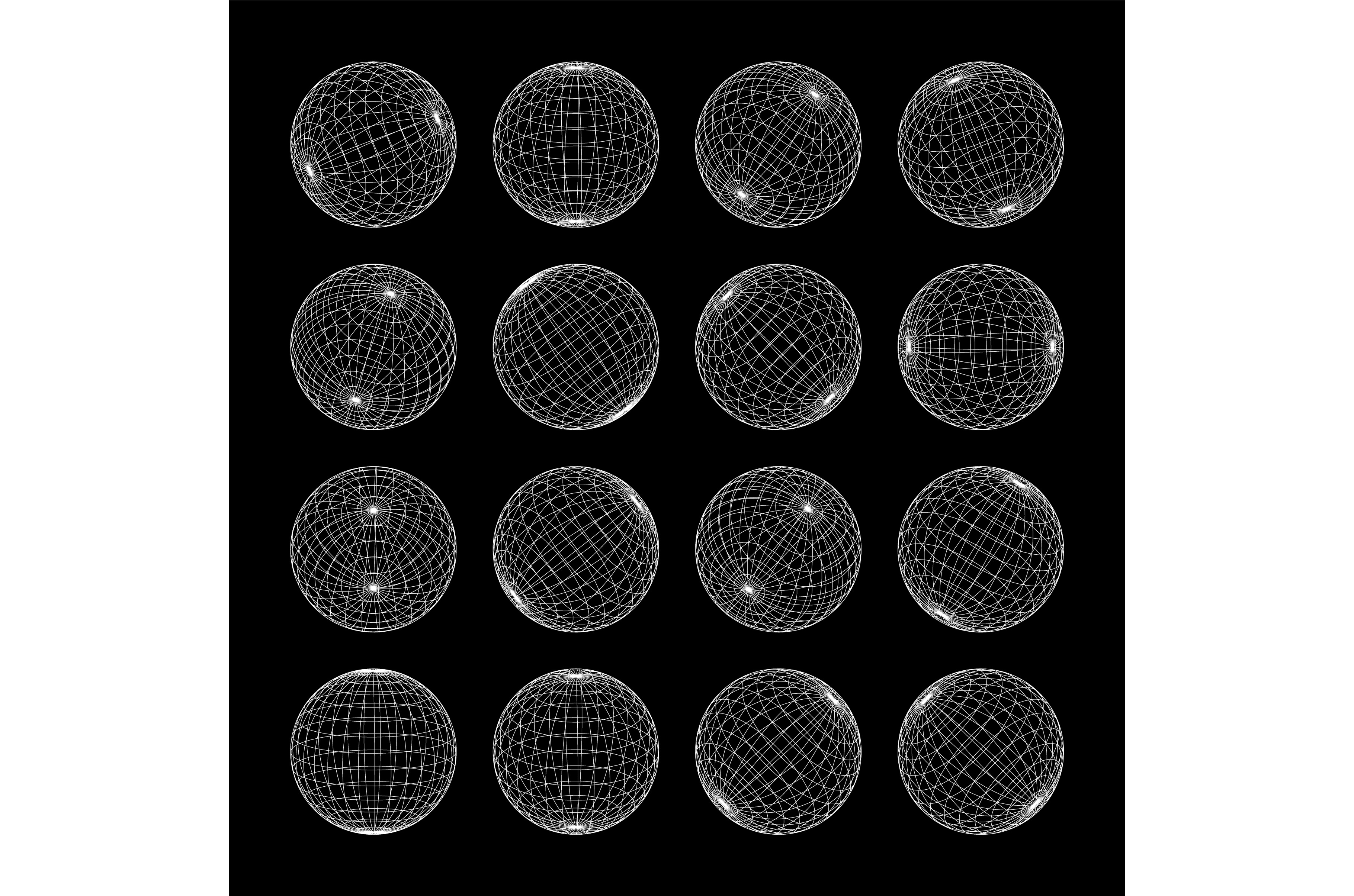 Wireframe shapes, lined sphere | Object Illustrations ~ Creative Market