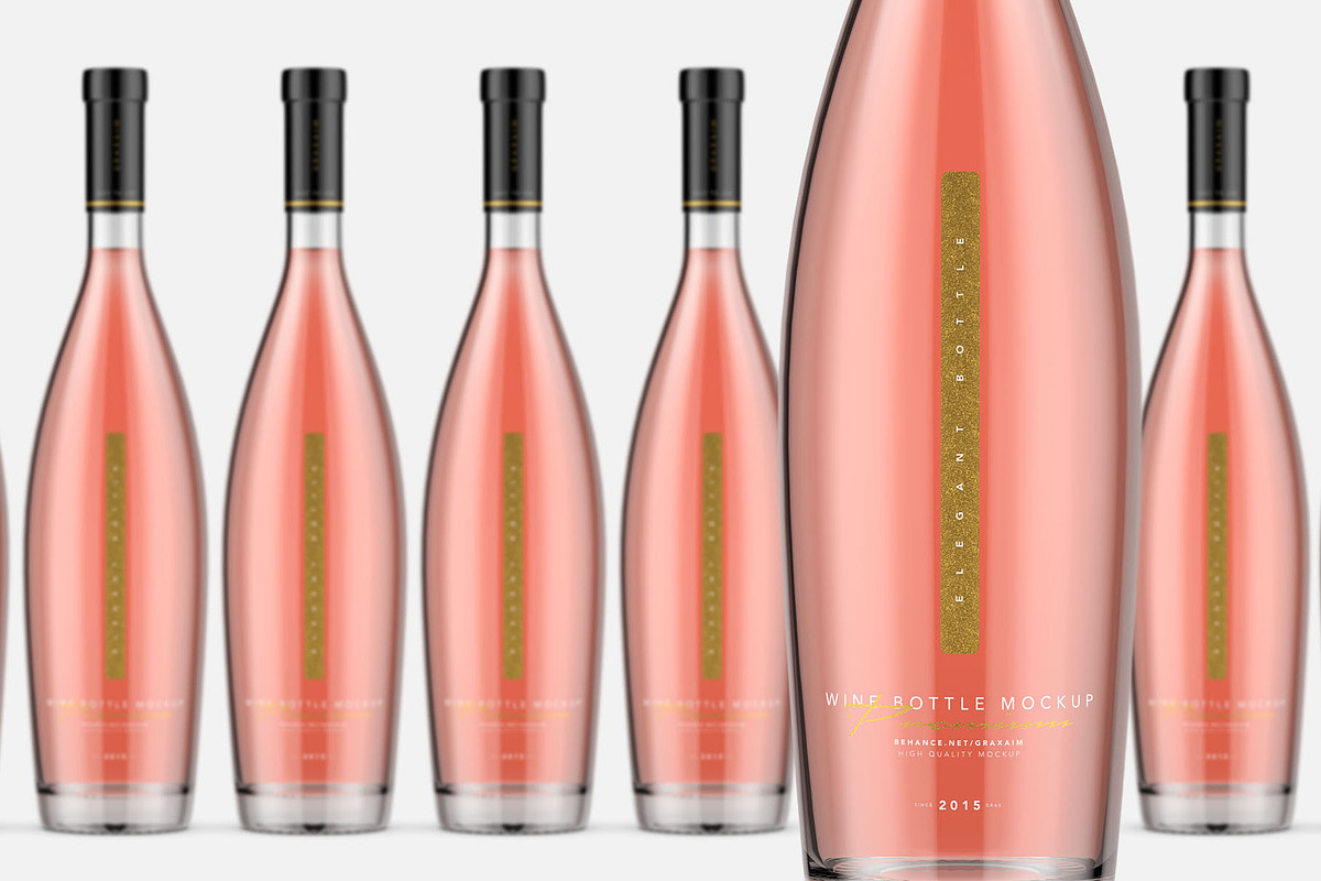Rosé Wine Bottle Mockup, a Packaging Mockup by Graxaim Mock-up (Photo 6 of 6)