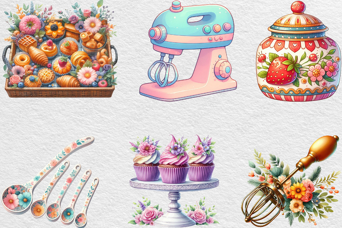 Vintage Baking Sublimation Clipart, an Illustration by Black Bird Studio (Photo 5 of 6)