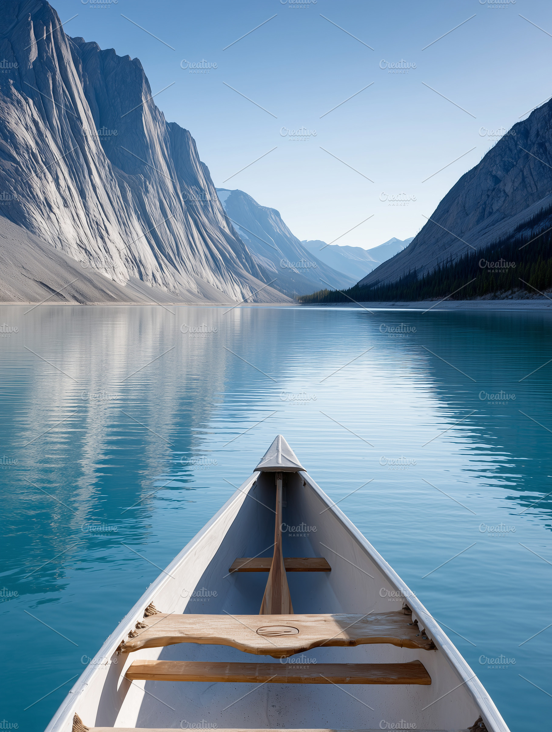 Front view from a canoe gliding, a Transportation Photo by MistyDay