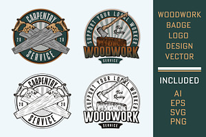 Woodwork and Carpentry Service Badge, a Branding & Logo Template by Billah Hub