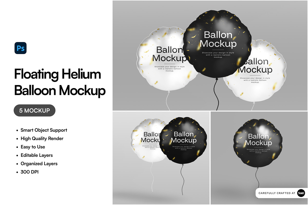 Floating Helium Balloon Mockup, a Product Mockup by SLAB! Design (Photo 1 of 7)