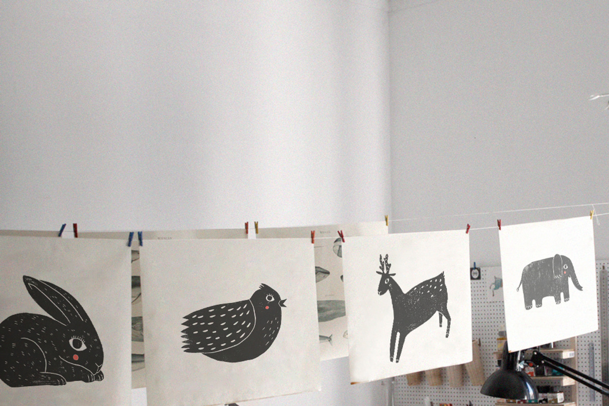 Cute animals / part 2 / Linocut, an Animal Illustration by Mii Lab (Photo 8 of 10)