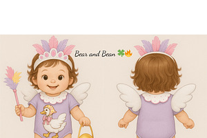 Angel Baby Character – Pastel Costum, a Graphic by Bear and Bean Studio