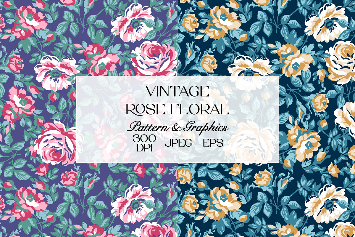Vintage Rose Floral Pattern Bundle, a Pattern Graphic by StudioGlouna (Photo 1 of 11)
