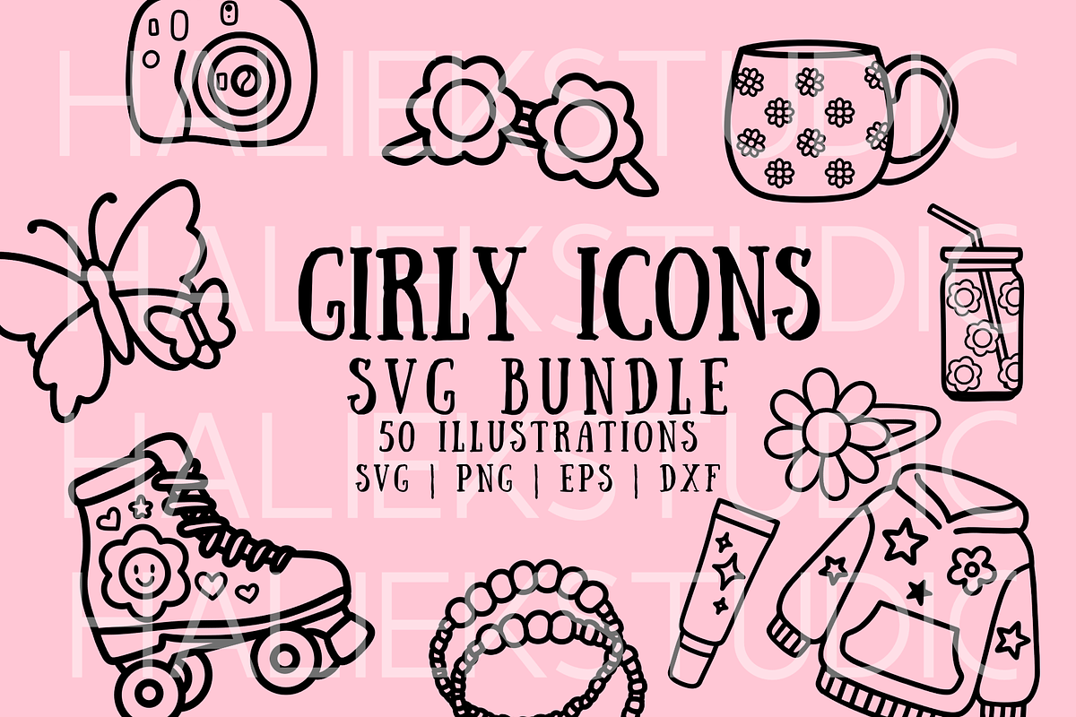 Girly Aesthetic Icons SVGs, a Decorative Illustration by HalieKStudio (Photo 1 of 9)