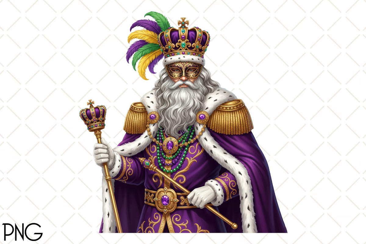 Watercolor Mardi Gras Clipart PNG, an Illustration by Black Bird Studio (Photo 1 of 3)
