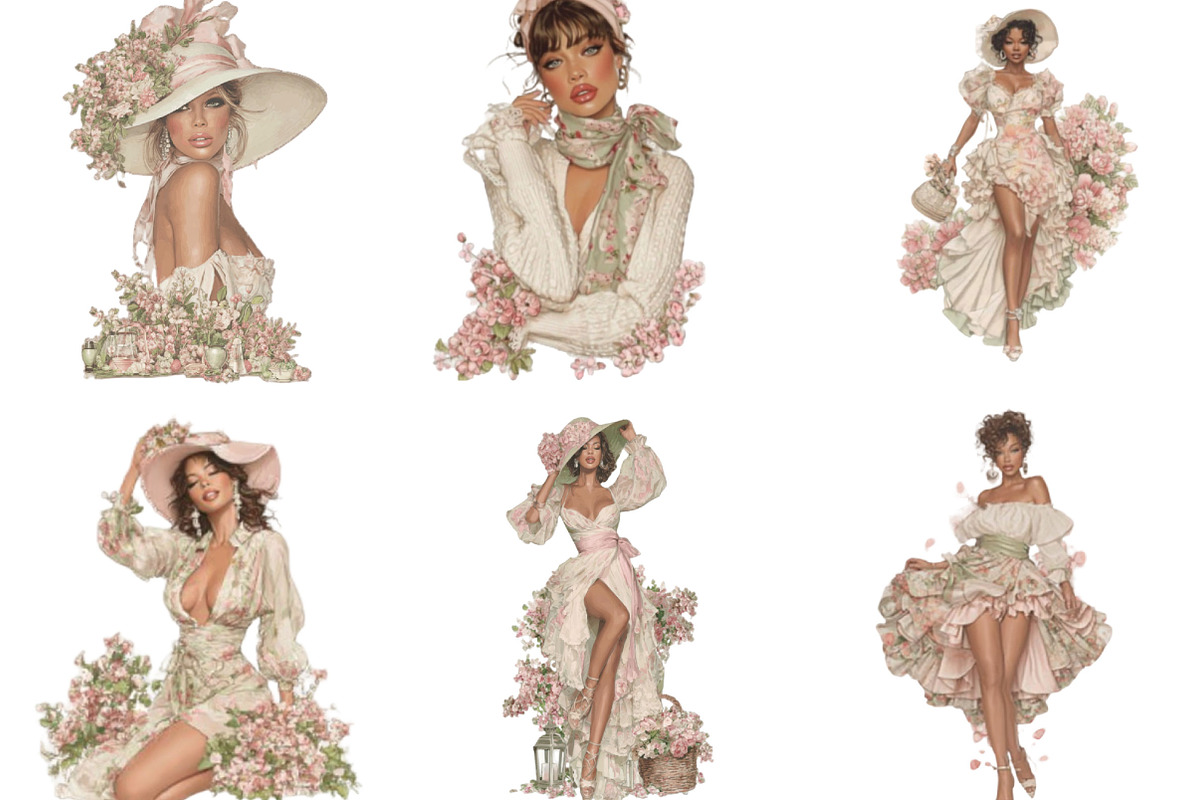 Whimsical Spring Woman Clipart, an Illustration by Designking (Photo 3 of 5)