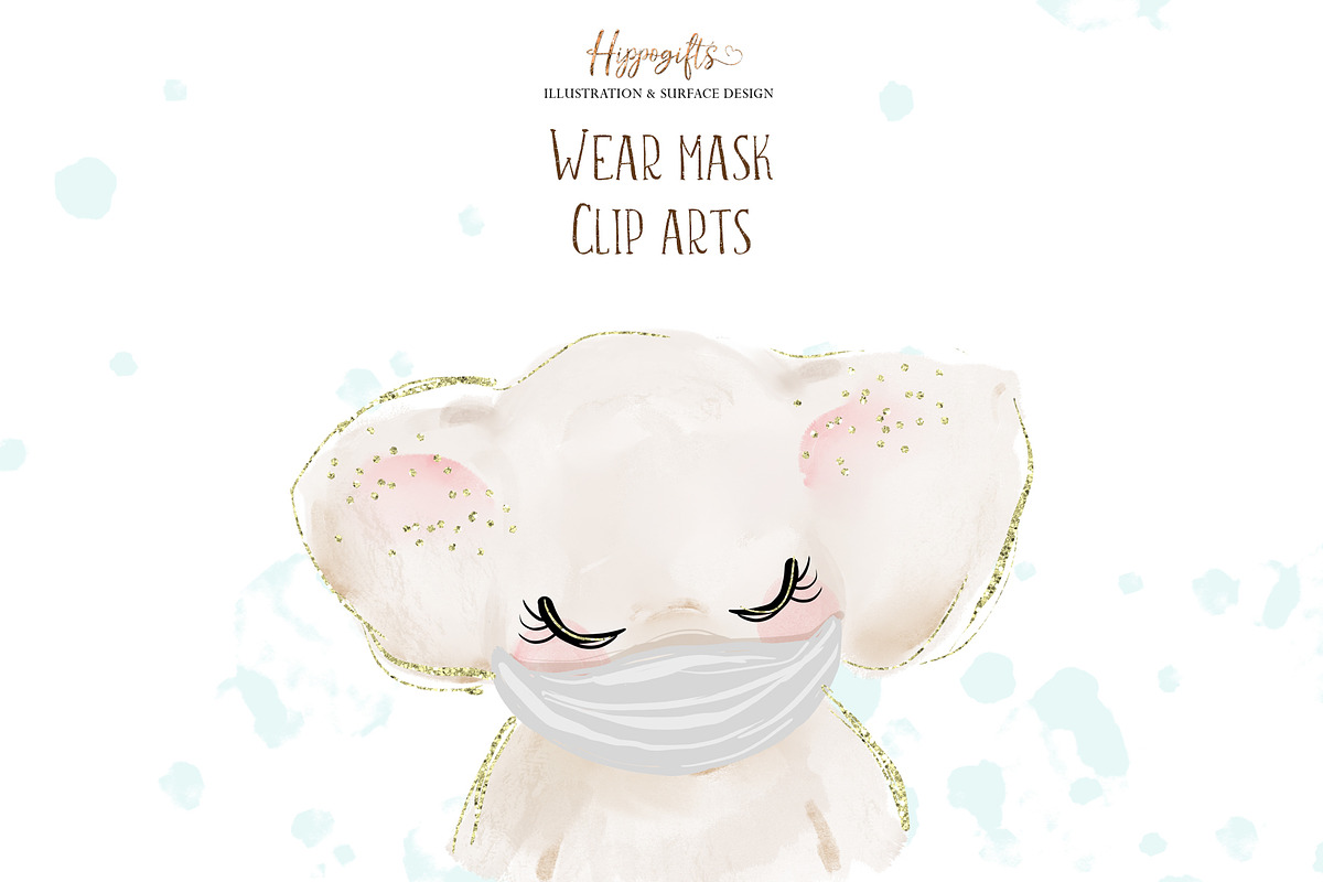 Animals wear mask cliparts, an Animal Illustration by TheHappyGiftArt (Photo 6 of 6)