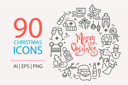90 winter outline icons 